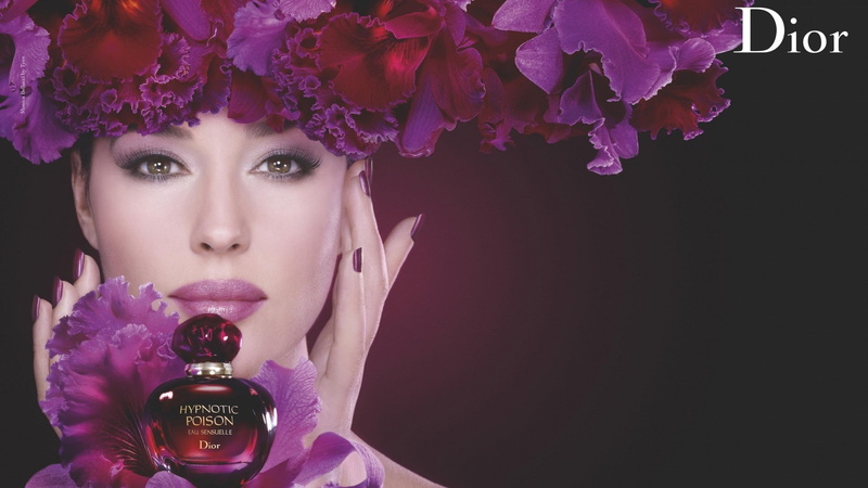 portrait, Monica Bellucci, Dior, advertisements, commercial, flowers, 1080P
