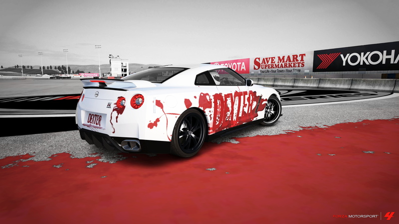 mode of transportation, car, road, copy space, Dexter, city, day, street, communication, transportation, motion, sign, text, Forza Motorsport, motor vehicle