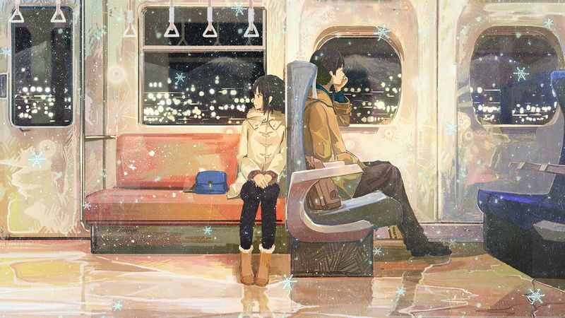 boy, couple, anime, train, 720P, star, girl