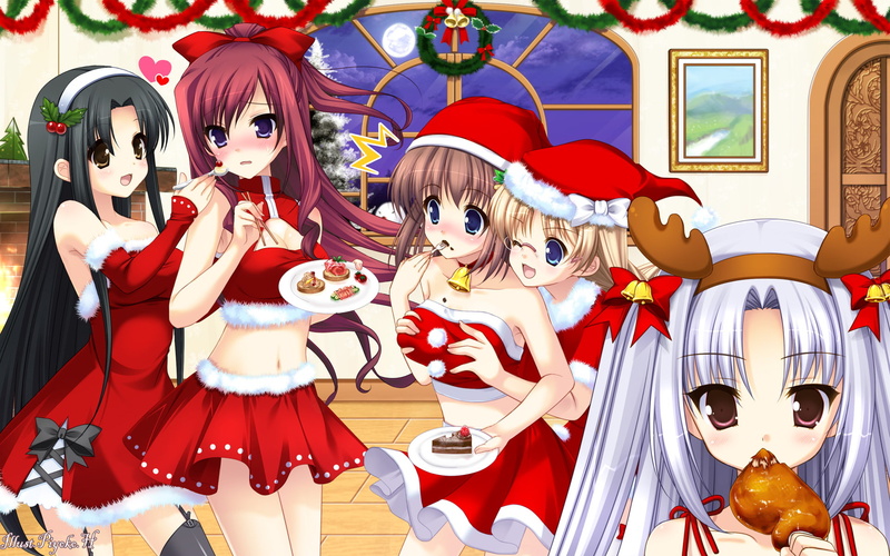 shiori, 1080P, 11 eyes, food, hirohara, minase, winter, yukiko, blush, christmas, tachibana, costume, kukuri, momono, santa, misuzu, yuka, kusakabe, glasses