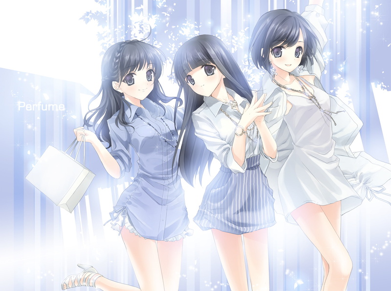 girls, eyes, black, kashiyuka, a chan, dress, braids, long, hair, kimishima, perfume, skirt, short, 1080P, nocchi