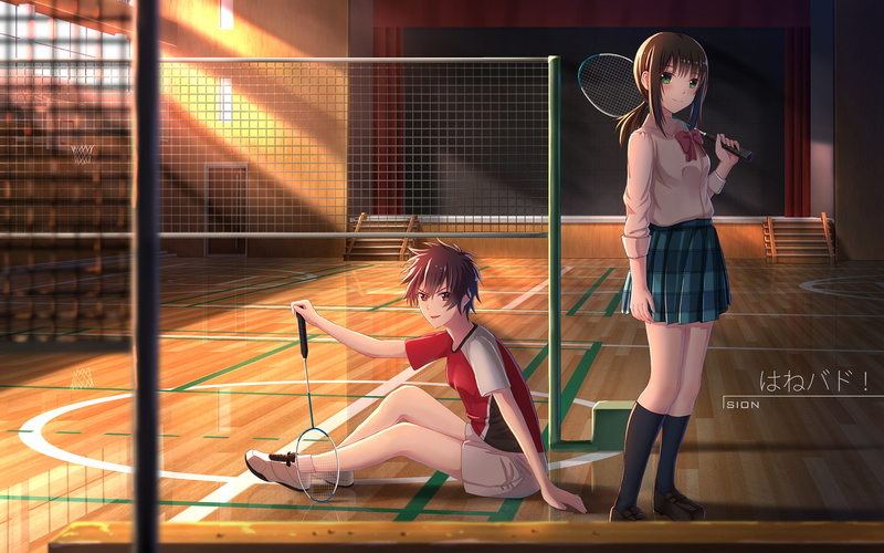 women, teenager, Aragaki Nagisa, adult, real people, child, girls, females, tennis racket, indoors, Hanesaki Ayano, activity, sport, leisure activity, anime girls