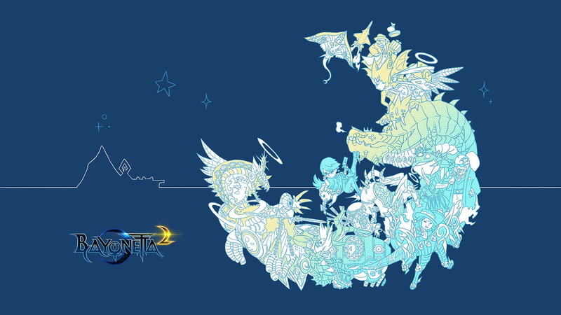 blue background, Bayonetta 2, simple, 1080P, anime, video games