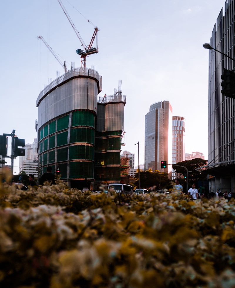 urban, golden hour, skyscraper, business, philippines, architecture, building, streets, office building exterior, 1080P, busy day, machinery, built structure