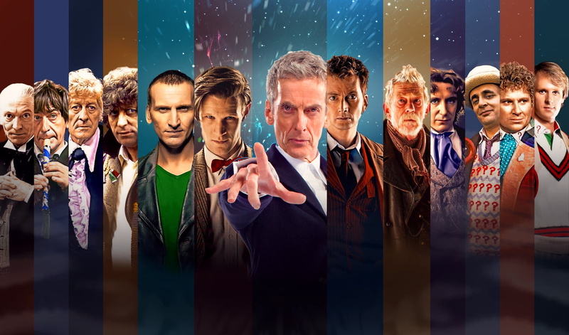 indoors, adult, teenager, Tom Baker, in a row, teenage boys, 1080P, character, Peter Capaldi, group of people, young women, Doctor Who, real people, standing