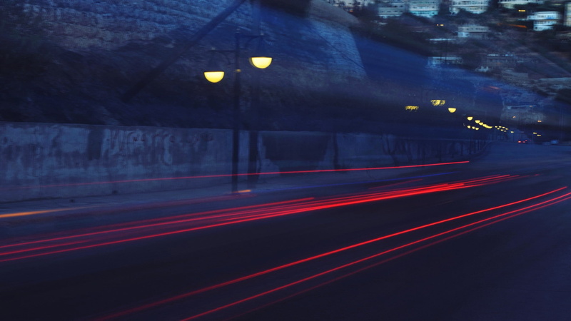 street, no people, speed, tail light, light, 1080P, road, motion, blurred motion, long exposure, transportation, city life, illuminated, light trail, mode of transportation