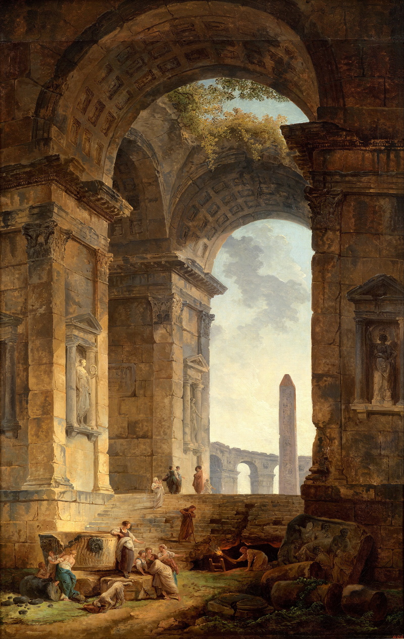 Hubert Robert, painting, 4K, The Obelisk