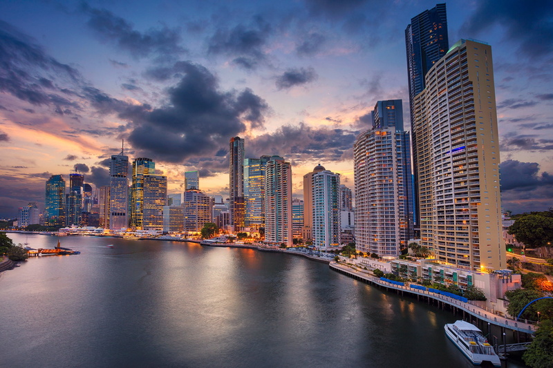skyscrapers, Queensland, home, promenade, 1080P, Brisbane, QLD, building, river, Brisbane River, The Brisbane River, Australia