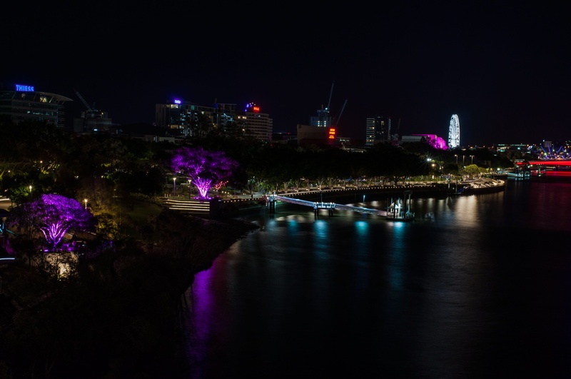 cityscape, nightlife, nature, waterfront, building exterior, Southbank, Brisbane, nightview, no people, night, travel destinations, 4K, queensland, bridge