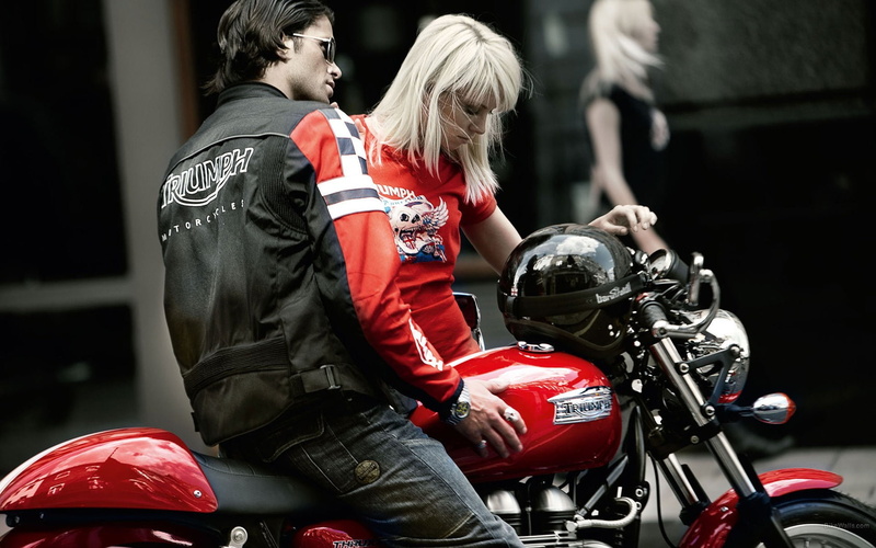 thruxton, women, triumph, 720P, motorcycles, blondes, motorbikes