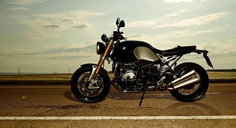 Motorcycles, stationary, 1080P, cloud - sky, mode of transportation, street, travel, transportation, BMW, 2014, land vehicle, ninet, retro styled, road marking