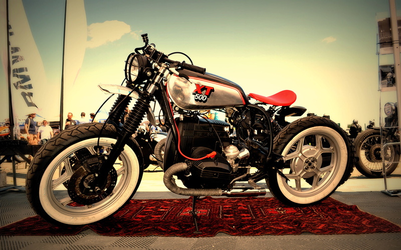 motorcycle, black, cafe racer, xt500, 1080P, white, red, cruiser, bmw