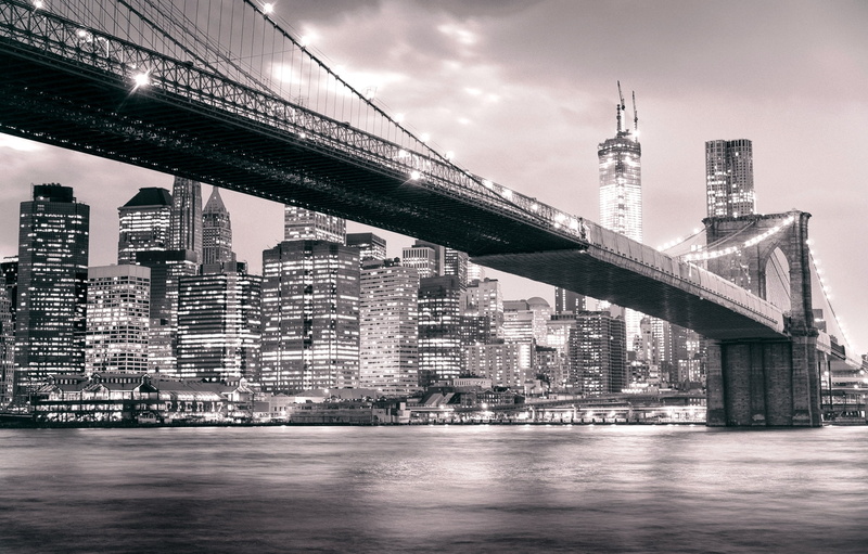 the city, built structure, york, sky, new, office building exterior, water, night, USA, East River, architecture, skyscraper, modern, building exterior
