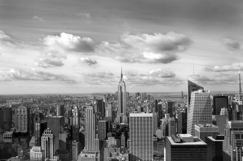 famous Place, architecture, downtown District, built Structure, tall - high, skyscraper, office, 2K, travel destinations, big apple, urban Skyline, black And White