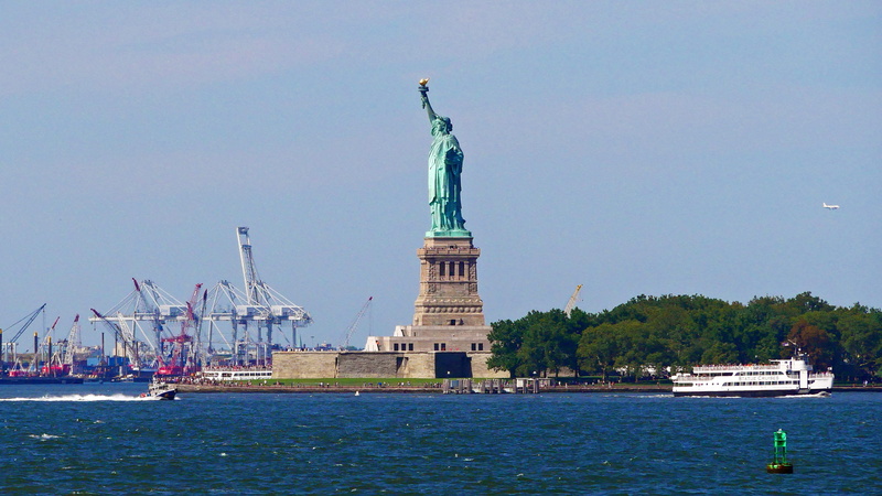 waves, lady liberty, liberty, symbol, independence, way, travel, mode of transportation, ferry, harbor, water picture, new, female likeness, travel destinations