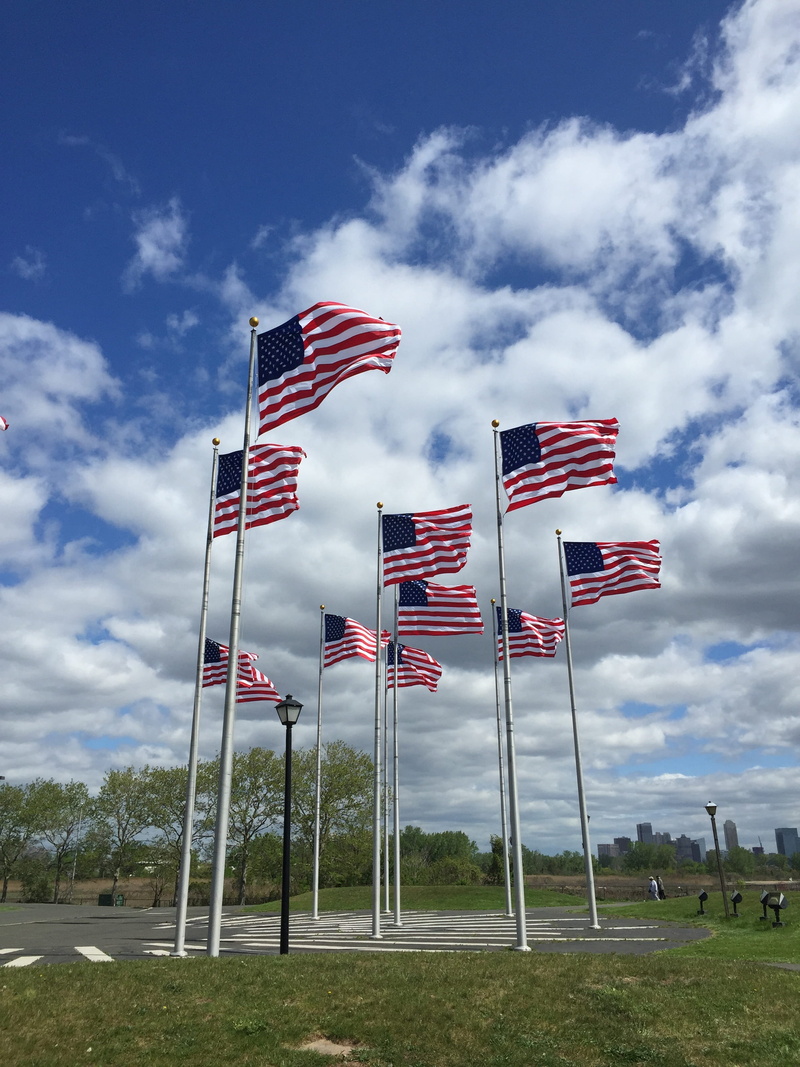 ellis, fourth, flag, usa flag, liberty, patriotism, new jersey, American Flag, independence, liberty state park, environment, tree, land, sky, 2K, blue