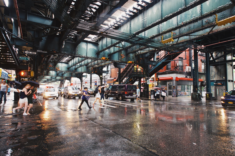 built structure, illuminated, rain, street, rainy season, architecture, road, men, incidental people, united states, williamsburg, building exterior, city