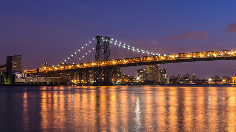 bridges, nature and landscapes, manhattan, night, lights, bridge, city, 1080P, architecture, williamsburg