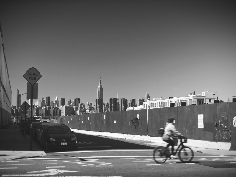 road, signs, sky, 4K, bike, city life, transportation, land vehicle, office building exterior, clear sky, outdoors, empire state building, summer, street