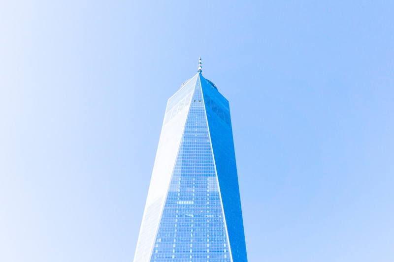 city, tower, minimal architecture, blue, office building exterior, housing, day, center, blue background, modern, built structure, copy space, trade, triangle shape