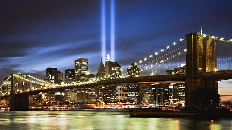 building, river, 1080P, bridge, New York City, Cityscape, Never Forget, Lights