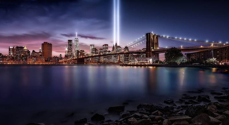 landscape, river, 1080P, nature, bridge, Artificial Lights, long exposure, architecture, reflection, New York City, bridge - man made structure, no people