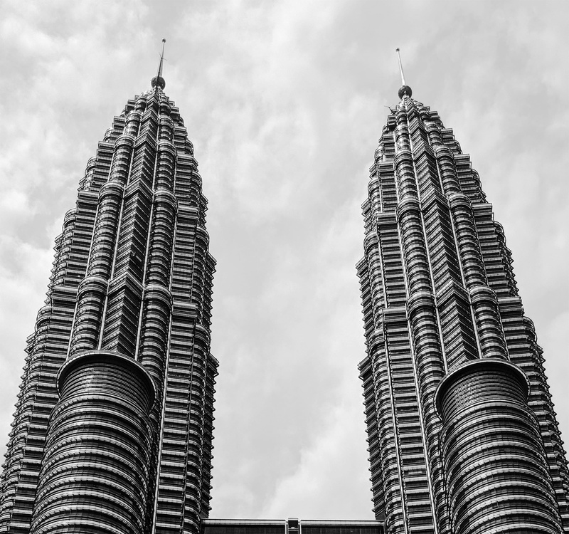 sky, malaysia, travel destinations, kuala, low angle view, 2K, no people, building, towers, tall - high, office building exterior, klcc, modern, twin