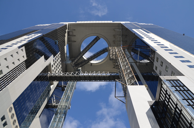 building, architecture, City, s, modern, financial district, city, day, cloud - sky, eye, metal, skyscraper, 4K, worm, outdoors, osaka, Osaka, Umeda Sky Building