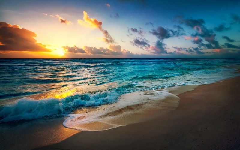 Coast, Sea, photo, Clouds, Waves, Sunset, seashore, silhouette, 1080P
