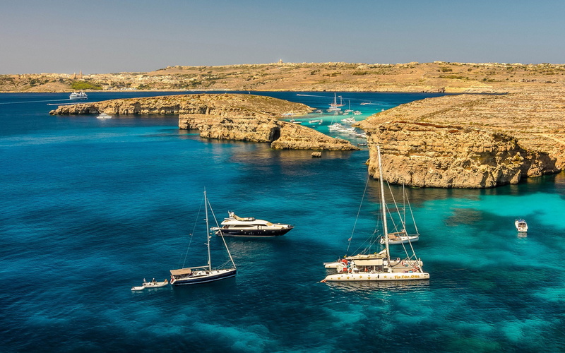 Malta, Sea, Rocks, Yachts, Scenery, 1080P