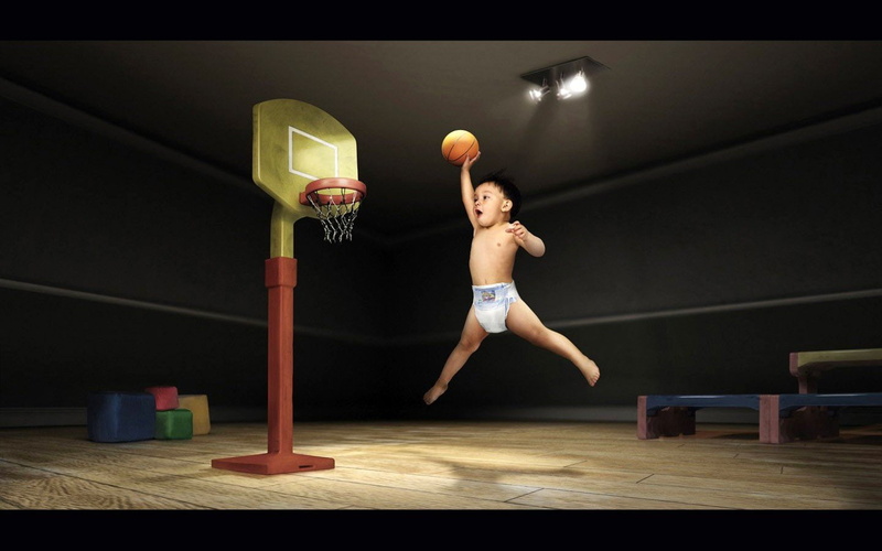 funny, kide, slam, baby, dunk, 720P