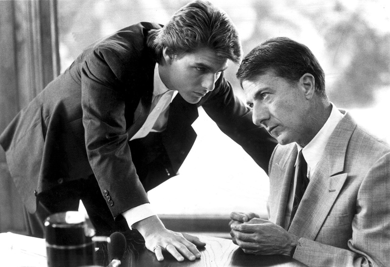 two people, men, well-dressed, mature men, indoors, table, males, communication, 720P, day, suit, Dustin Hoffman, young adult, Rain Man, young men, waist up