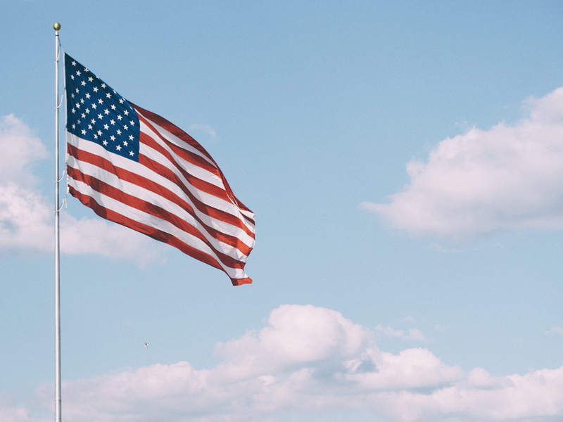 fourth of July, cloud - sky, flag, American Flag, patriotism, sky, uSA, outdoors, star Shape, symbolism, 4K, cultures, time, pole, waving, shape, blue