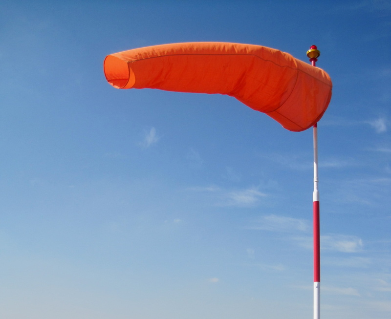 blowing, freedom, low angle view, adventure, sports And Fitness, white, sky, blue, Orange, wind cone, no people, parachute, air sleeve, pole, copy space