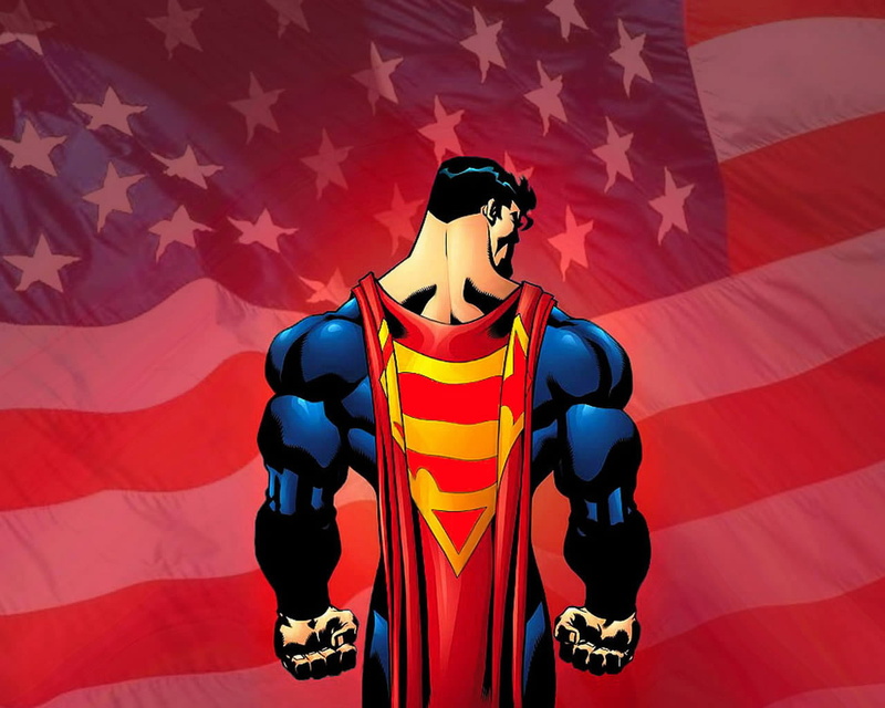 superman, flag, 720P, hd, cartoon/comic, american