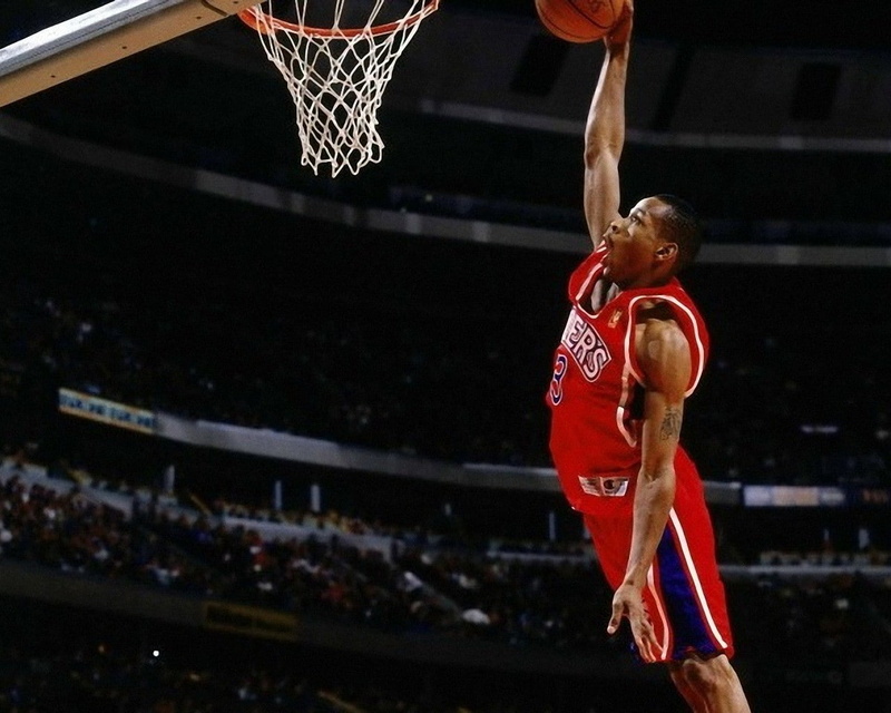 dunks, 720P, Philadelphia 76ers, Philadelphia, sports, Allen Iverson, basketball, hoop, NBA