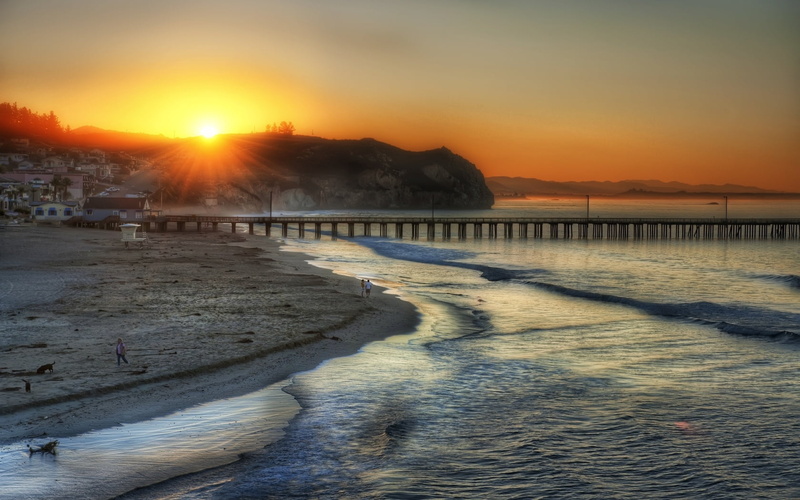 dusk, europe, landscape, night, sand, 720P, lens flare, built structure, non-urban scene, nature, famous Place, coastline, orange color, sea, tranquility