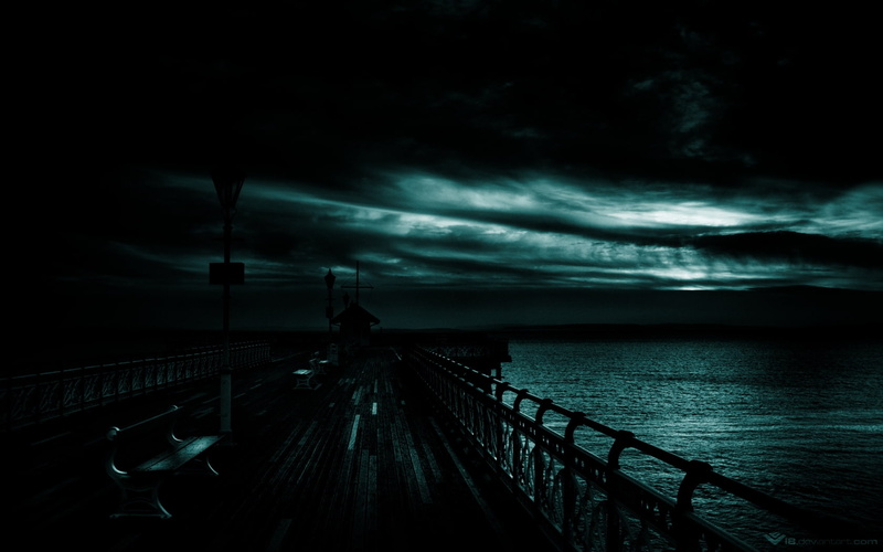 pier, 720P, ocean, dark, hd, clouds, nature