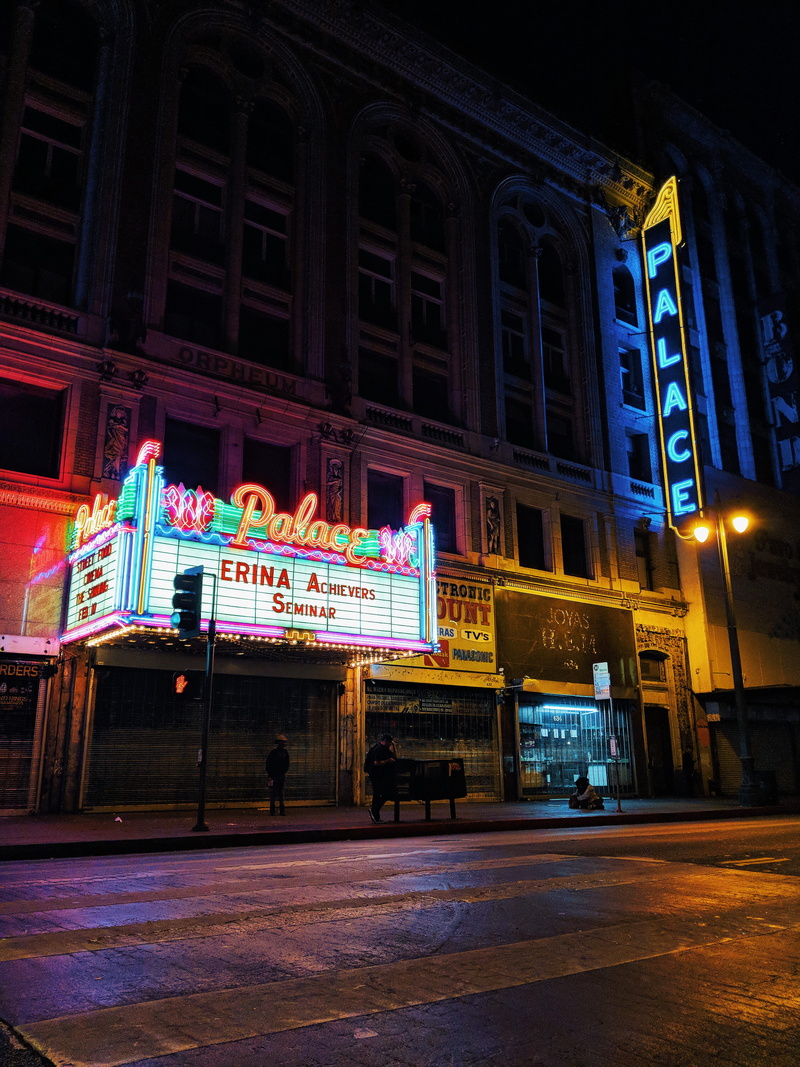 color Image, illuminated, travel, stage Theater, dtla, theater, road, nightlife, window, uSA, downtown District, urban, theatre, palace, 4K, movie Theater