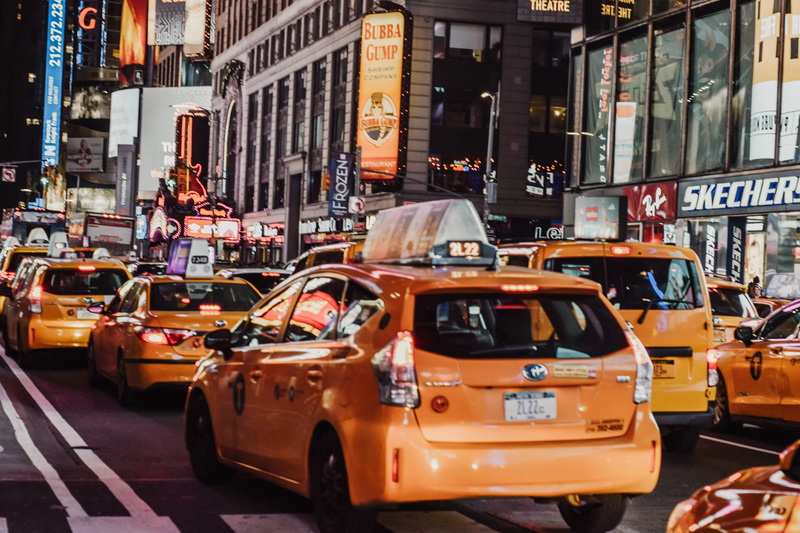 vehicle, automobile, road, traffic, on the move, intersection, yellow, transportation, machine, new york, mode of transportation, assembly line, 5K, building exterior