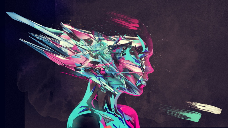 artwork, abstract, women, 1080P, profile, face, digital art