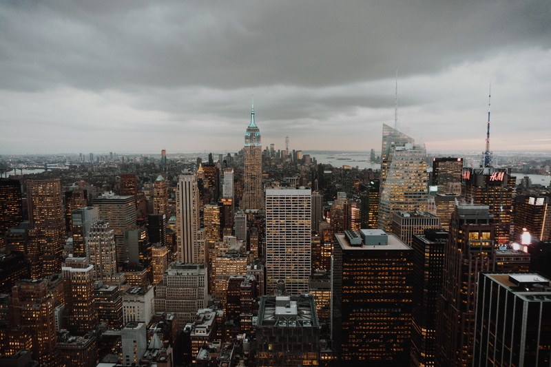 sky, financial district, crowd, skyline, tower, new york city, rise, high, aerial, storm, 5K, architecture, buildings, photograph, new york, tall - high
