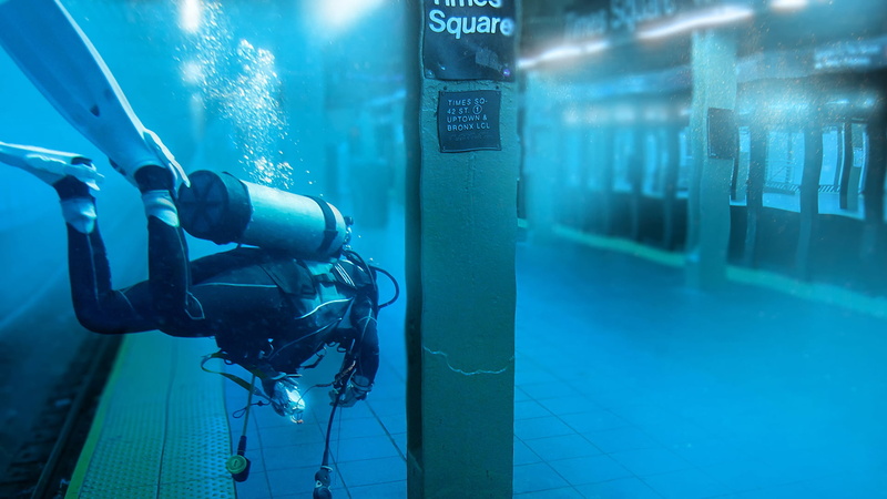 focus on foreground, technology, architecture, hurricane, New York, Times Square, security, metro, nature, equipment, close-up, blue, illuminated, metal