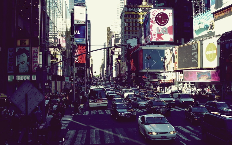 busy, Movement, City, road, motor vehicle, land vehicle, city street, car, advertisement, traffic, Metropolis, transportation, crowd, mode of transportation