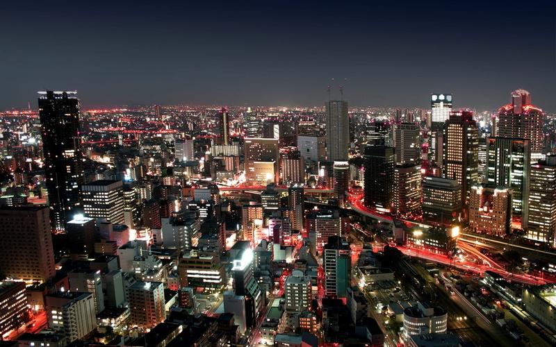 modern, building Exterior, shinjuku Ward, dusk, crowded, sky, architecture, outdoors, residential district, aerial View, built Structure, street, business