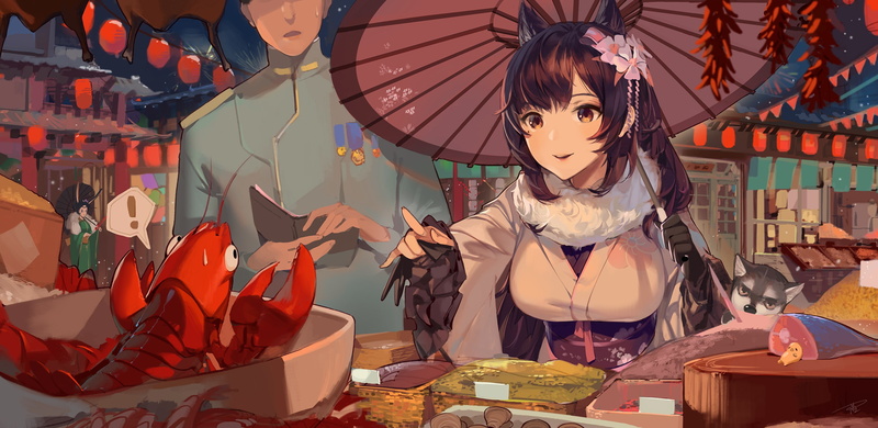 2K, Lobster, Restaurant, Girl, Anime, Azur Lane