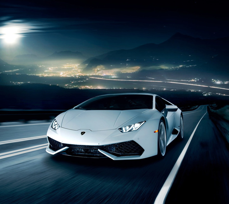 night, sky, landscape, no people, mode of transportation, motion, luxury, black, 720P, Lamborghini Huracan, motor vehicle, car, transportation, road, white