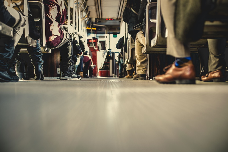 on the floor, depth of field, 5K, people, buses