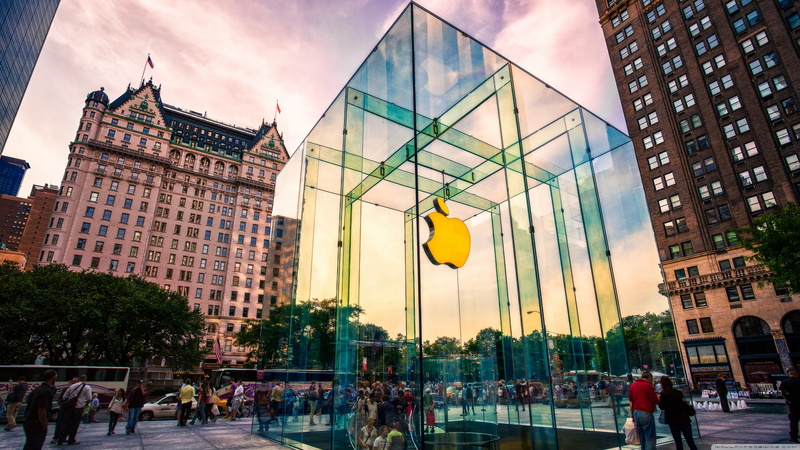 shop, built structure, balloon, in new York, nature, group of people, people, movement, Apple, architecture, 2K, Fifth Avenue, large group of people, Apple Store