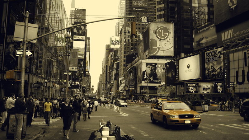 famous Place, new York, downtown District, land vehicle, crowd, sign, times Square - Manhattan, road, urban Scene, building Exterior, architecture, office building exterior